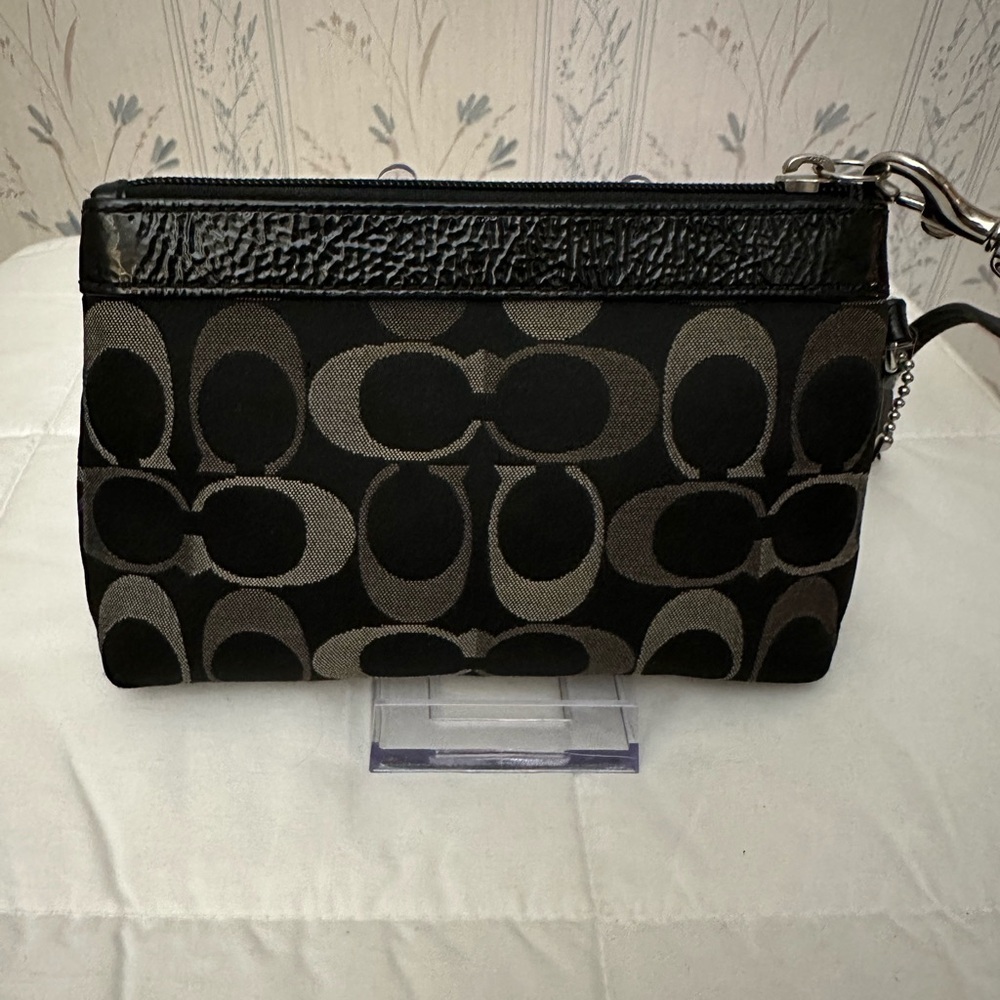 Coach Monogram Black and Pewter Wristlet - Picture 2 of 15